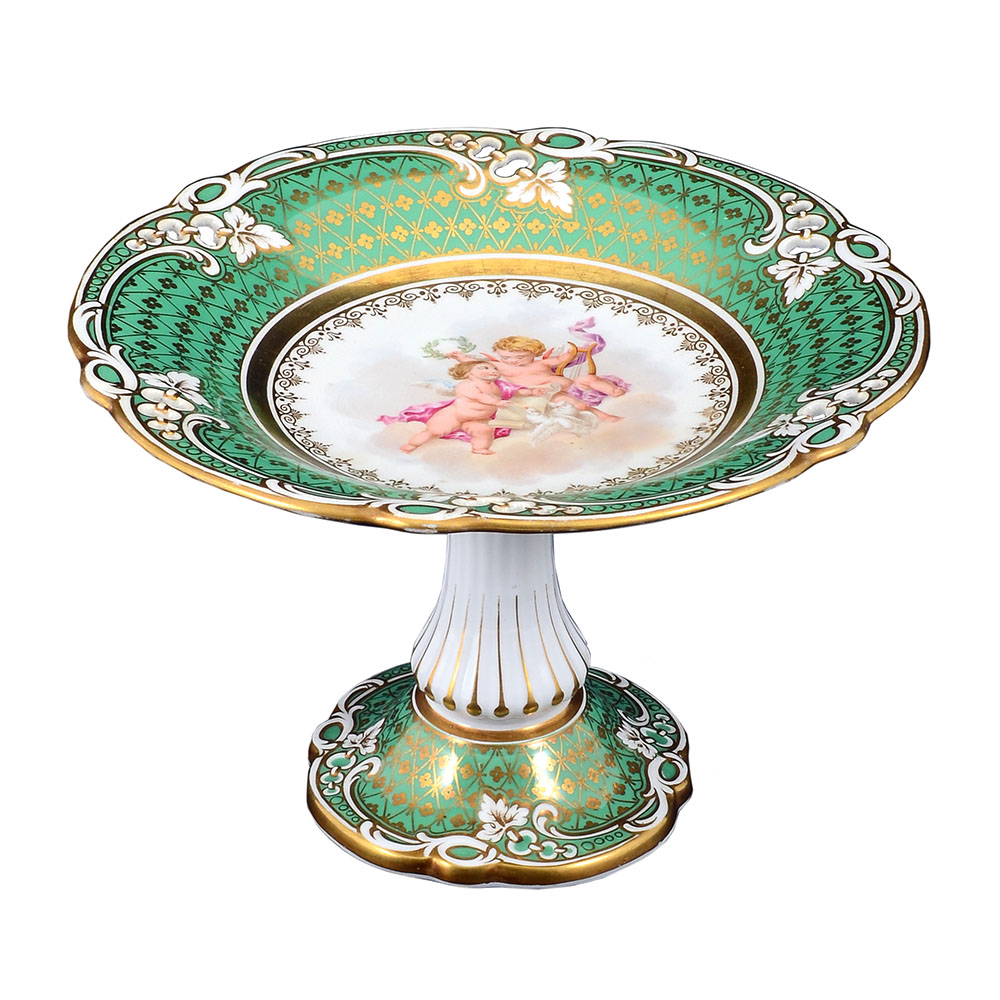 French Hand Painted Porcelain Compote