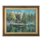 Oil on Board Impressionistic Riverside Scene by A F Trickett