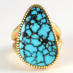 Free Form Bisbee Turquoise Ring Signed M Shirley