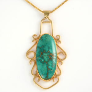 Vintage Turquoise Pendant and Chain, circa 1950