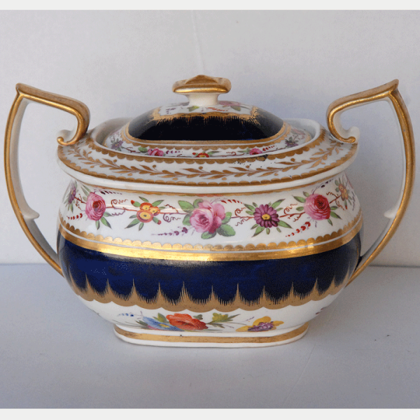 Hand Painted and Gilded Covered Sugar Bowl by Royal Crown Derby, c.1830