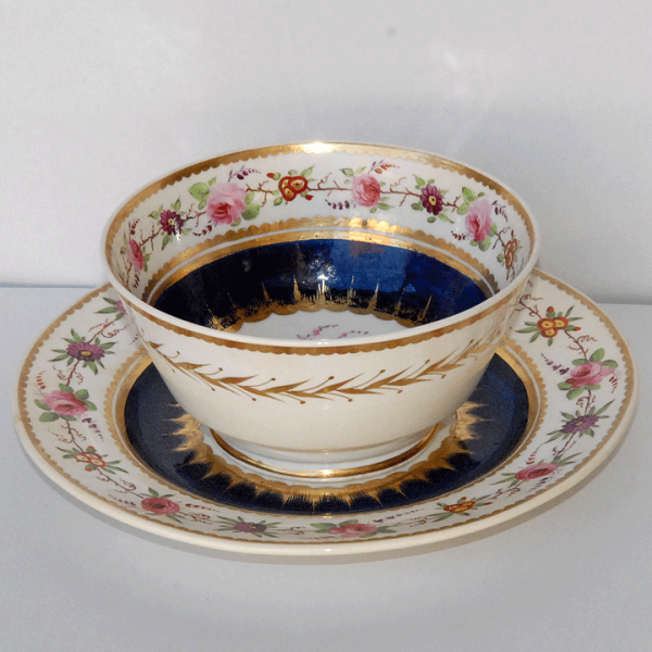 Painted Bowl With Matching Underplate by Royal Crown Derby, c.1825