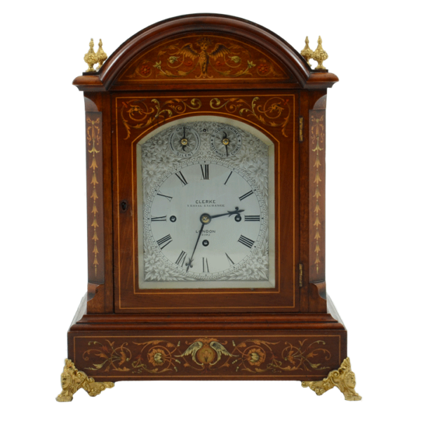 English Quarter Hour Chiming Bracket Clock by Clerke