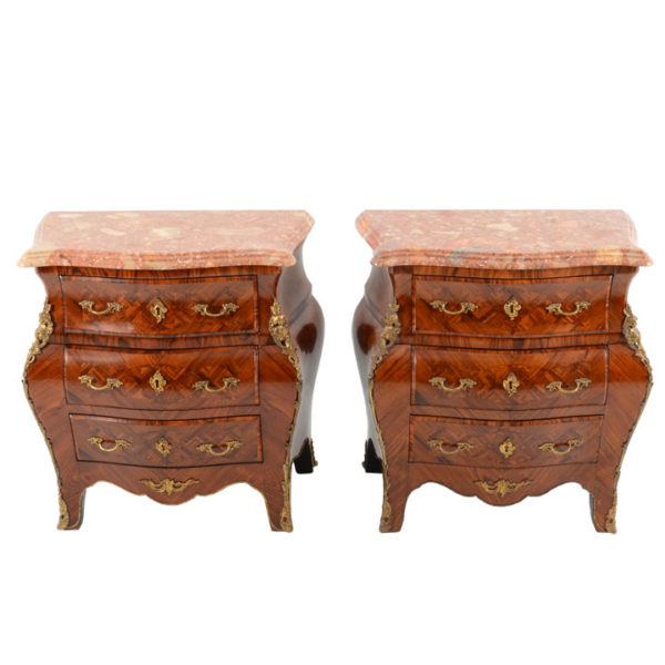 French Pair of Bombe Rosewood Commodes