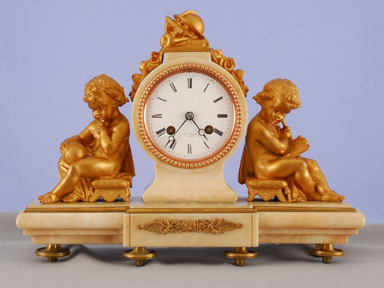French Shelf Clock With Putti Ormolu by Henry Mare c. 1830