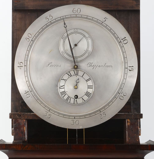 Astronomical dials, like this one, give the minutes on the outer edge with a center containing smaller dial insets for the hour and the seconds.
