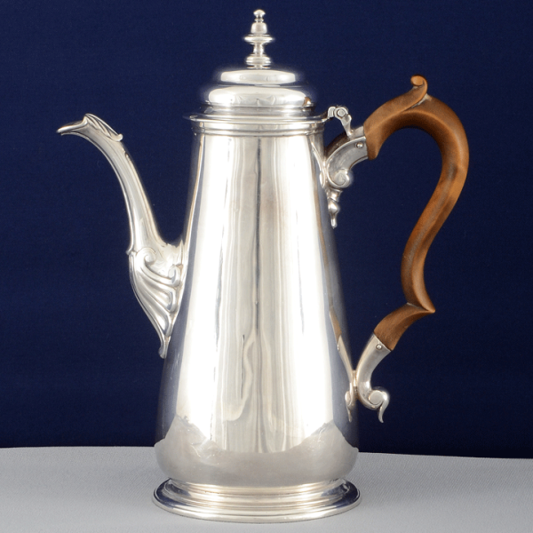 Antique English George III Sterling Silver Coffee Pot, circa 1745