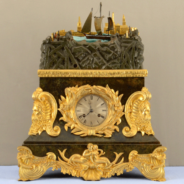 French Rare Rocking Ship Automaton Clock, circa 1875