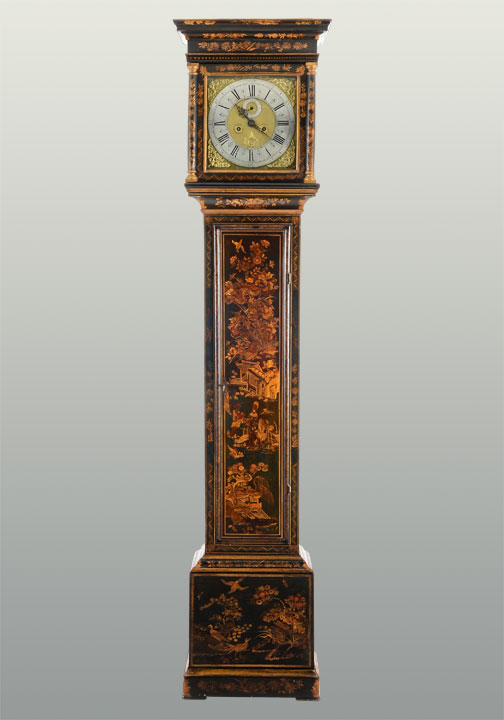 English Chinoiserie Tall Case Clock by Stockar, circa 1785