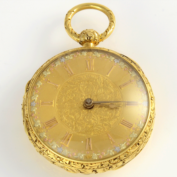 Engine Turned and Engraved 18K Gold Pocket Watch by Joseph Johnson, circa 1840