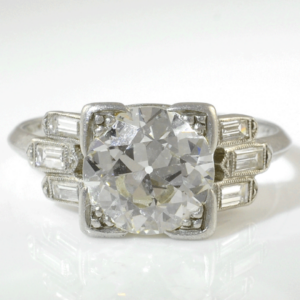 Platinum Art Deco 2.36 Carat Center Diamond Ring
