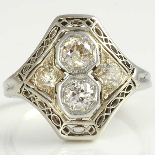 18K White Gold Diamond Ring, circa 1918