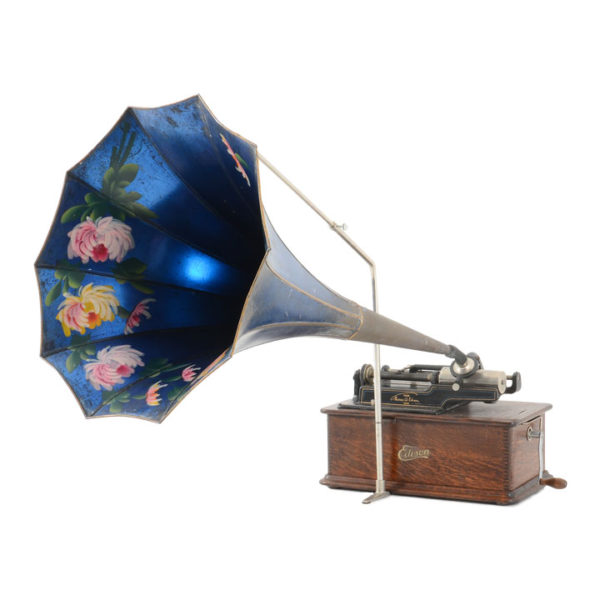 Edison Cylinder Phonograph With Oak Cabinet and Original Horn, circa 1905