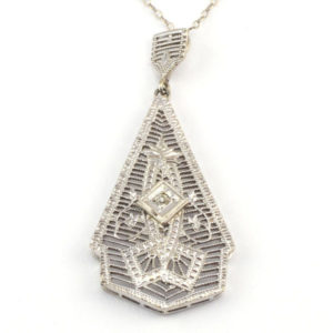 Filigree Diamond Pendant and Chain