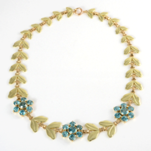 Blue Zircon Floral Design Necklace