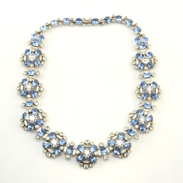 Pale Blue and Clear Rhinestone Necklace by Ora