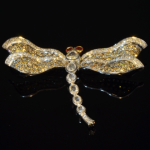 Dragonfly Pin With Colored Diamonds