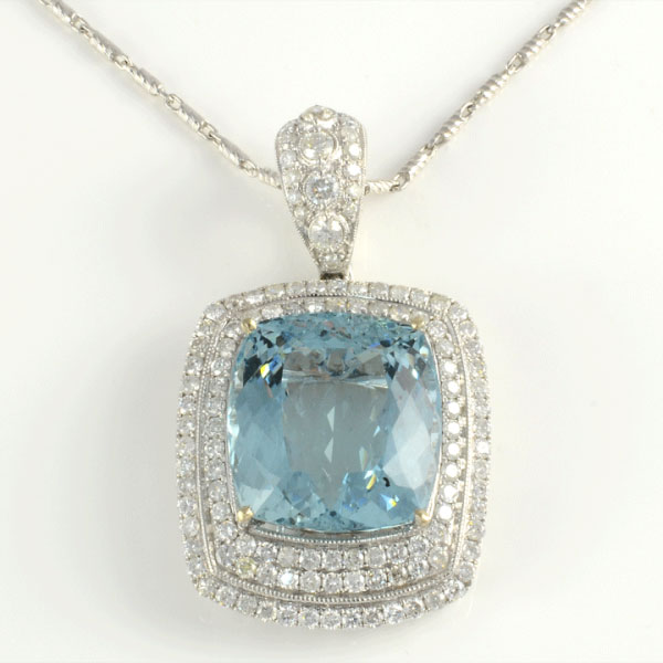 28.65 Carat Aquamarine Pendant Enhancer With Diamonds by Orianne