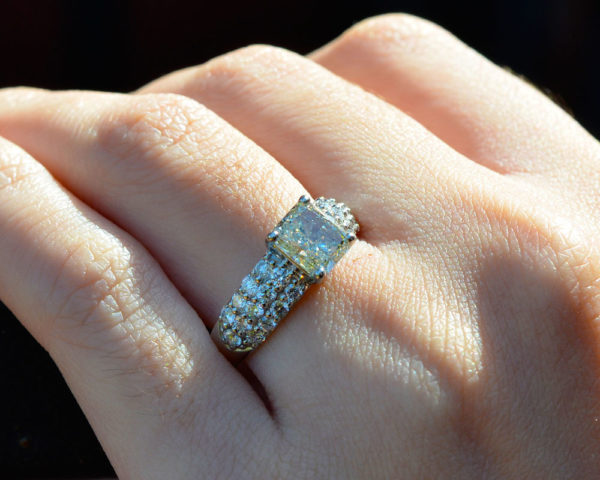 Platinum 1.51 Carat Yellow Diamond Engagement Ring