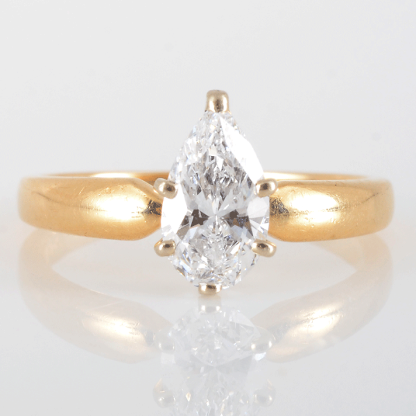 Pear Cut Solitaire Diamond Ring