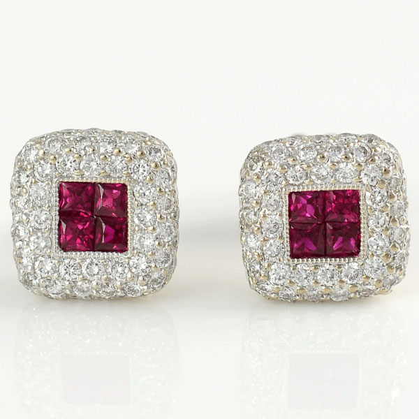 1.24 CTW Diamond and Ruby Earrings