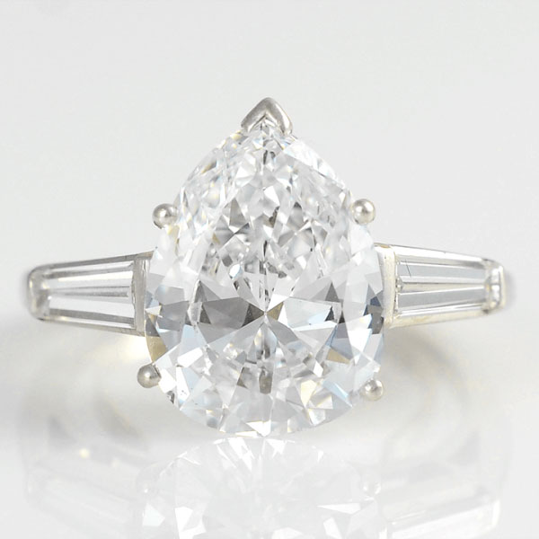 3.76 Carat Pear Brilliant Diamond Engagement Ring