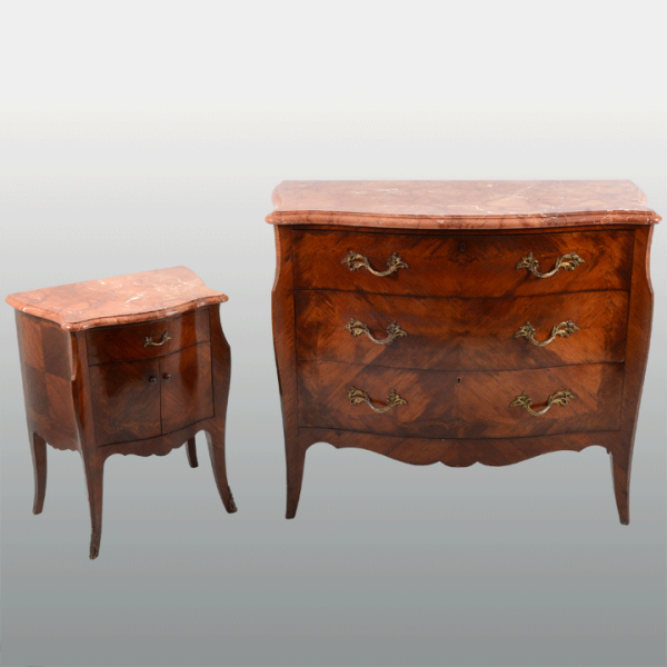 French Kingwood Dresser and Nightstand, circa 1890