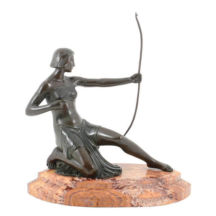 Art Deco Female Archer Bronze Sculpture