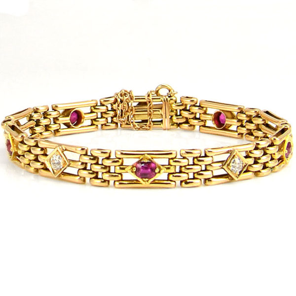 Ruby and Diamond Cable Link Bracelet