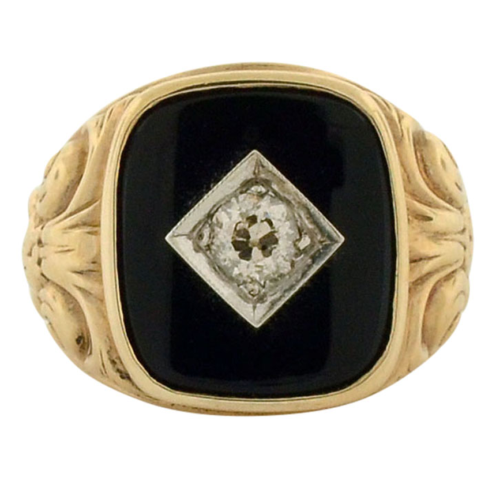 Onyx and Diamond Ring, circa 1915