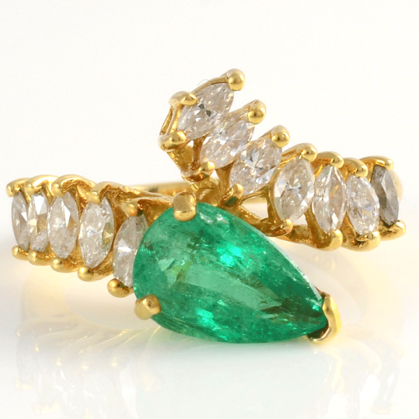1.50 Carat Emerald Ring With Marquise Diamonds