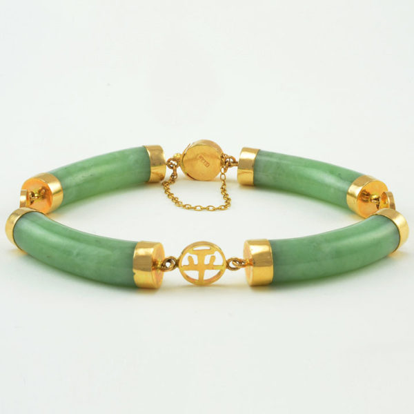 Jadeite Bracelet With Gold Spacers