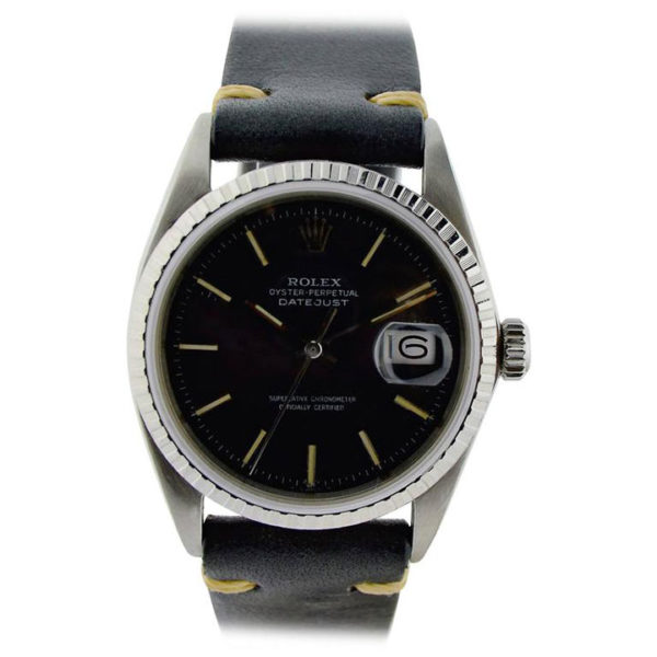 Rolex Rare Black Dial Datejust Wrist Watch