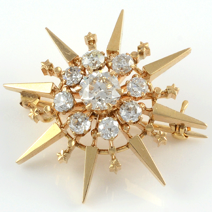 English Victorian Diamond Brooch, circa 1870