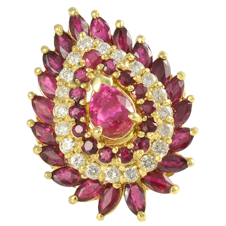 Natural GIA Certified Burmese Ruby & Diamond Ring