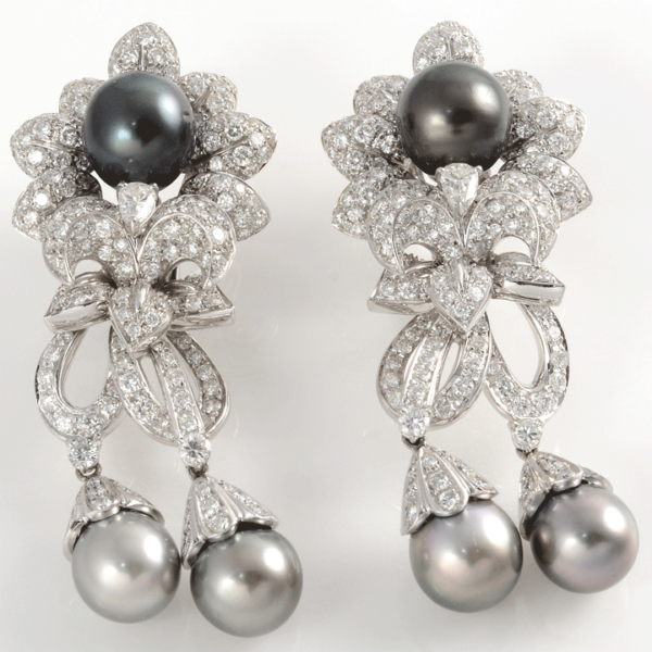 Diamond and Tahitian Pearl Earrings