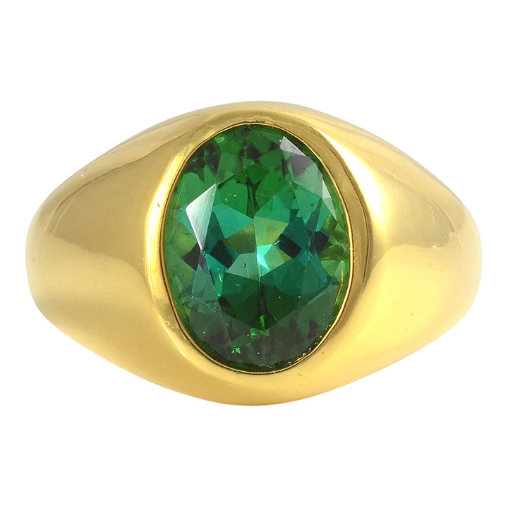 6 Carat 22K Gold Green Tourmaline Ring