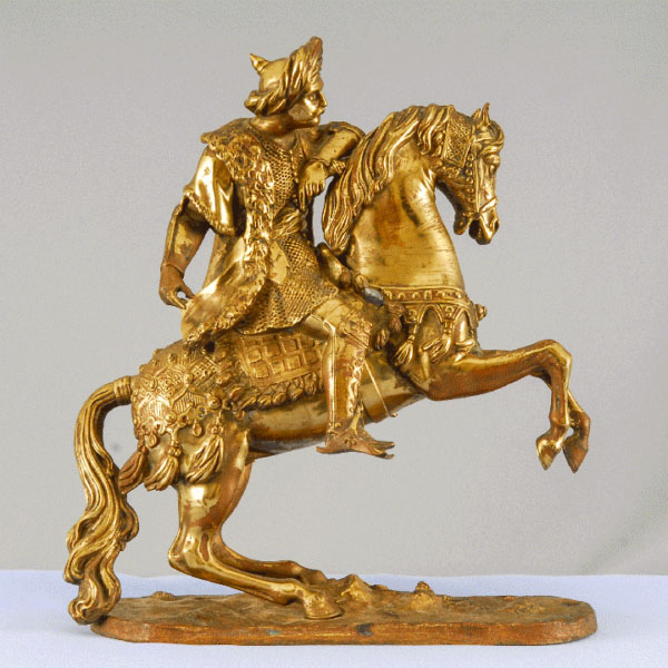 Gilt Bronze Statue of a Cossack on Rearing Horse