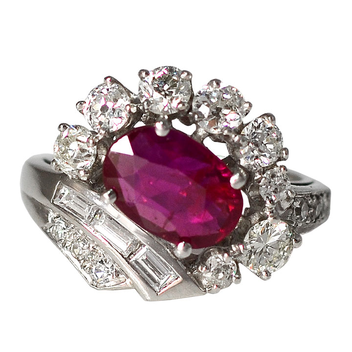 2.10 Carat Ruby and Diamond Ring