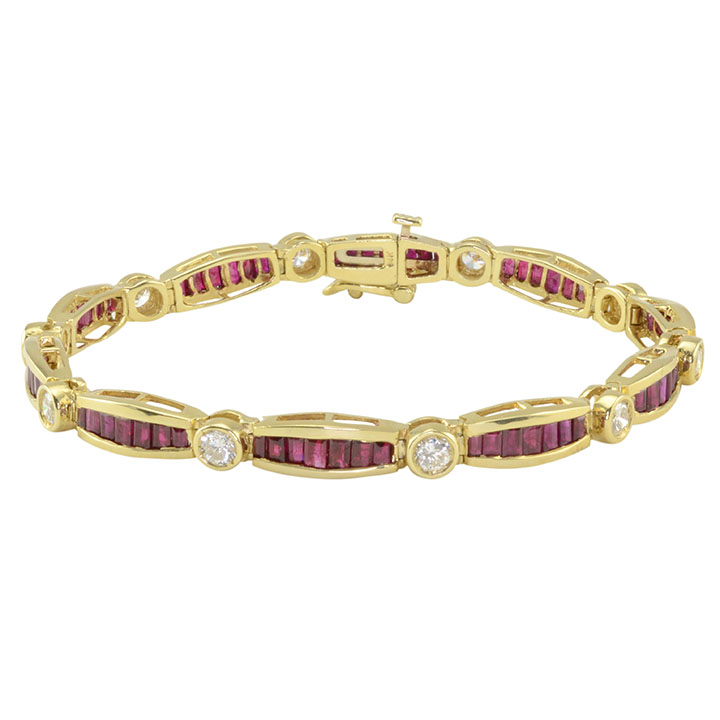 10 Carat Total Weight Ruby and Diamond Bracelet