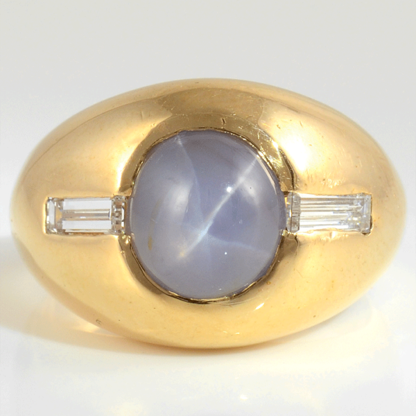 Violet Blue Star Sapphire Ring With Diamonds