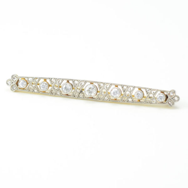 Platinum and 18K Gold Edwardian Diamond Pin