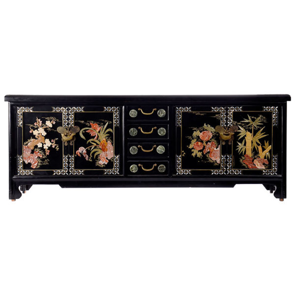 Chinese Ebonized Wood Mother of Pearl Storage Chest