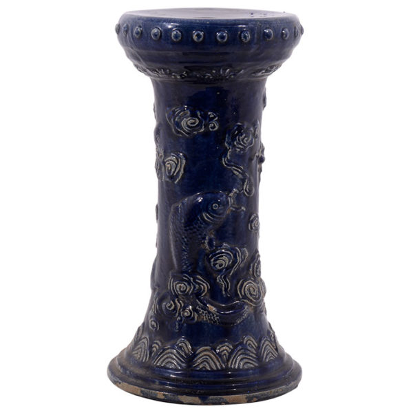 Chinese Qing Dynasty Blue Glazed Pottery Pedestal