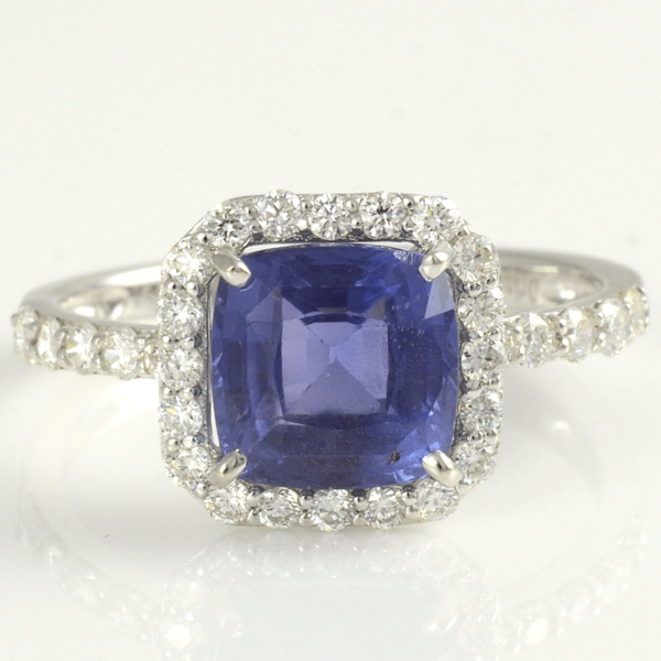3.06 Carat GIA Certified Sapphire and Diamond Ring