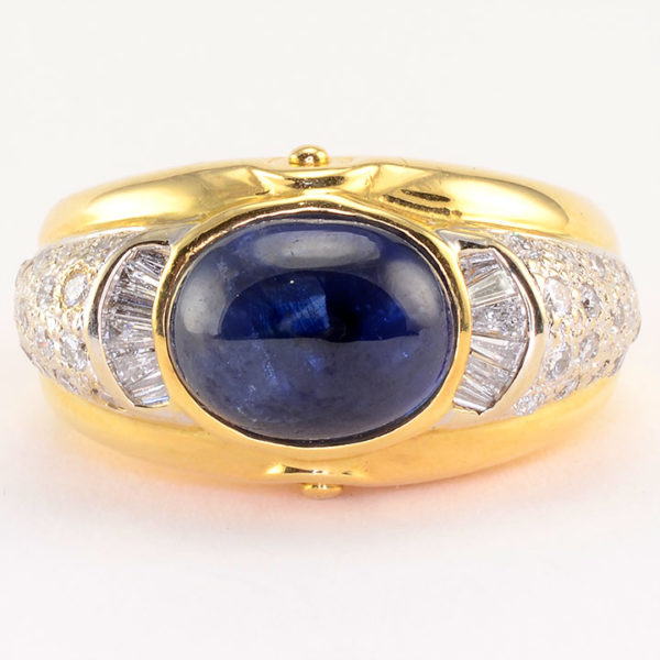 2.85 Carat Cabochon Sapphire and Diamond Ring