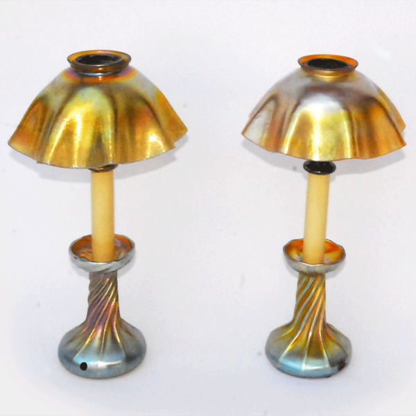 Pair of Candlestick Lamps Signed Tiffany, circa 1915