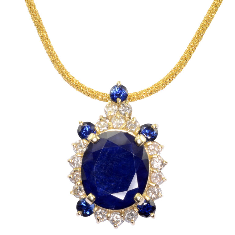 17.38 Carat Oval Sapphire and Diamond Pendant