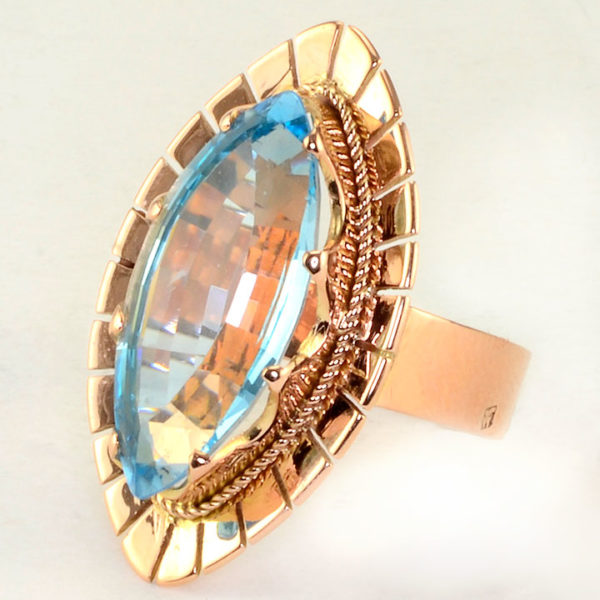 Rose Gold Marquise Blue Topaz Ring