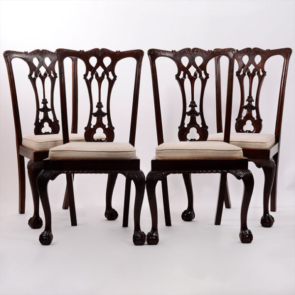 Set of Four Mahogany Chippendale Dining Chairs